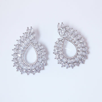 Swarovski Crystal Floral Circle Vine Leaves stud Earrings, Bridal Stud Earrings, Crystal Bridal Earrings, Statement Earrings Cz